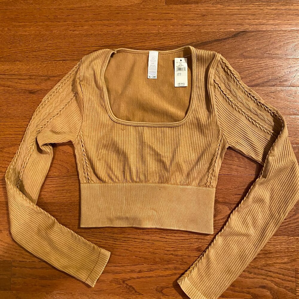 Offline by Aerie Tan/Gold Square Neck Crop Top - Size XS - NWT